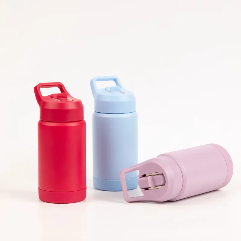 New 12oz Double Wall Stainless Steel Insulated Silicone Base Kids Water Bottle