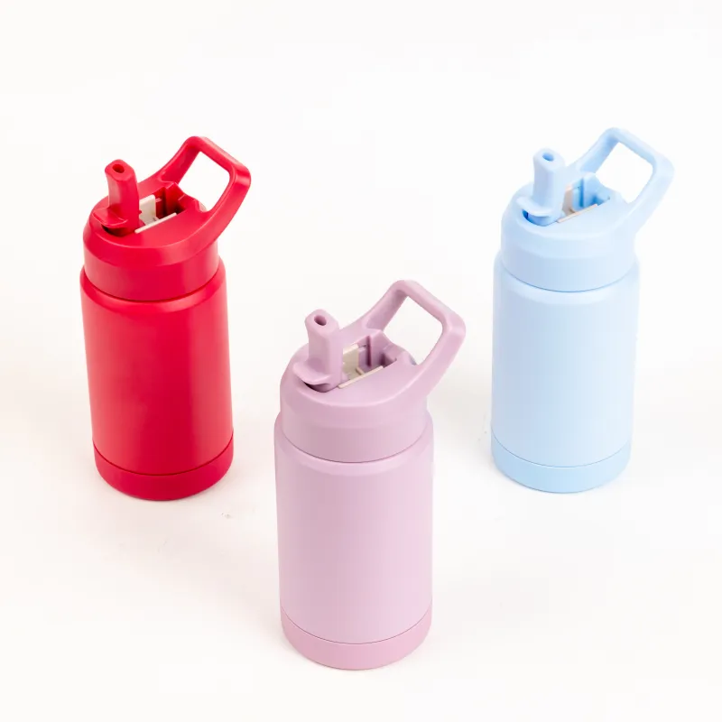 New 12oz Double Wall Stainless Steel Insulated Silicone Base Kids Water Bottle