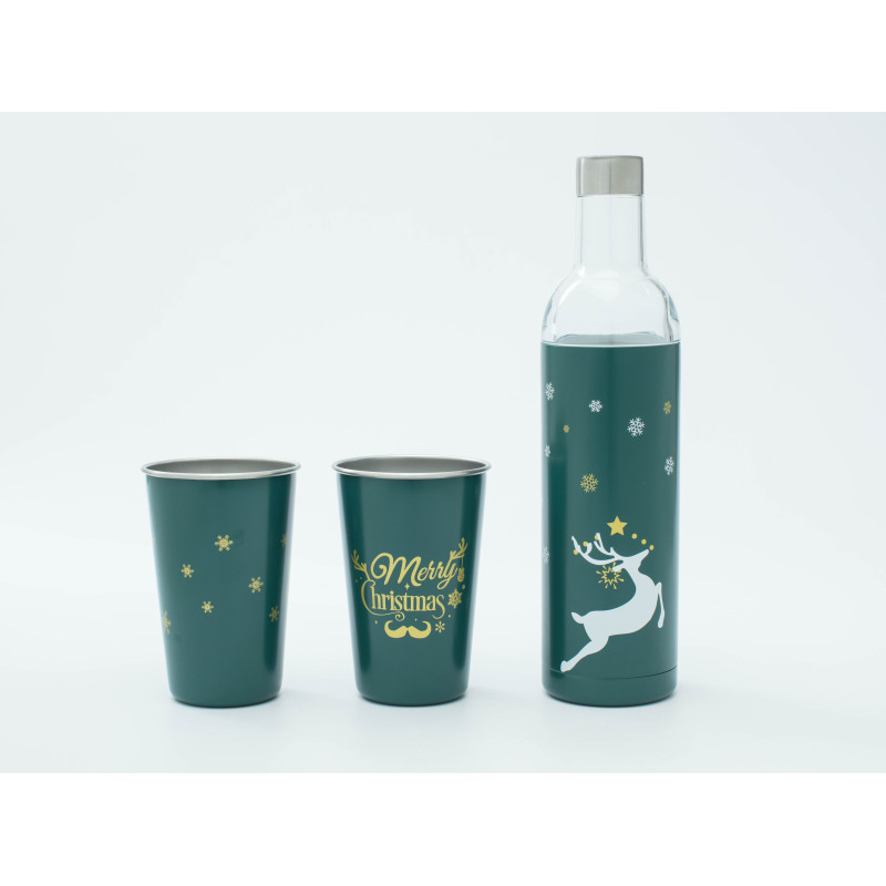 Hot sale Gift Set 500ml 750ml Stainless Steel Wine Bottle with Egg Shape Ice Cold Wine Tumbler glitter sublimation gift set