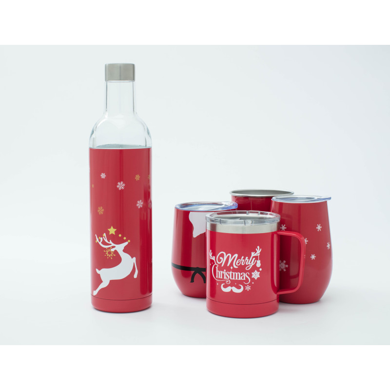 Hot sale Gift Set 500ml 750ml Stainless Steel Wine Bottle with Egg Shape Ice Cold Wine Tumbler glitter sublimation gift set