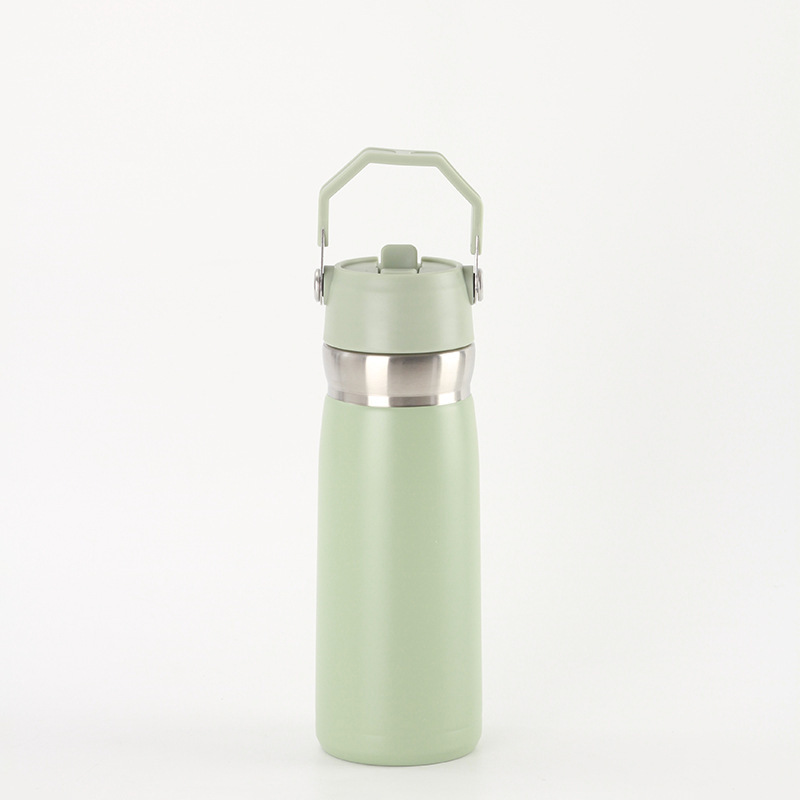 Oem Wholesale Drinking Vacuum Flask Double Wall Insulated Stainless Steel Sport Water Bottle With Straw Lid