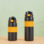 2 in 1 Lid  Wide Mouth Stainless Steel Insulated Water Bottle Insulated Aqua Flask Soft Straw Drinking Bottle