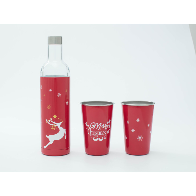 New Customized Logo 750ml With Tritan Lid Double Wall Stainless Steel Vacuum Insulated Wine Bottles Wine Christmas  Gift Set
