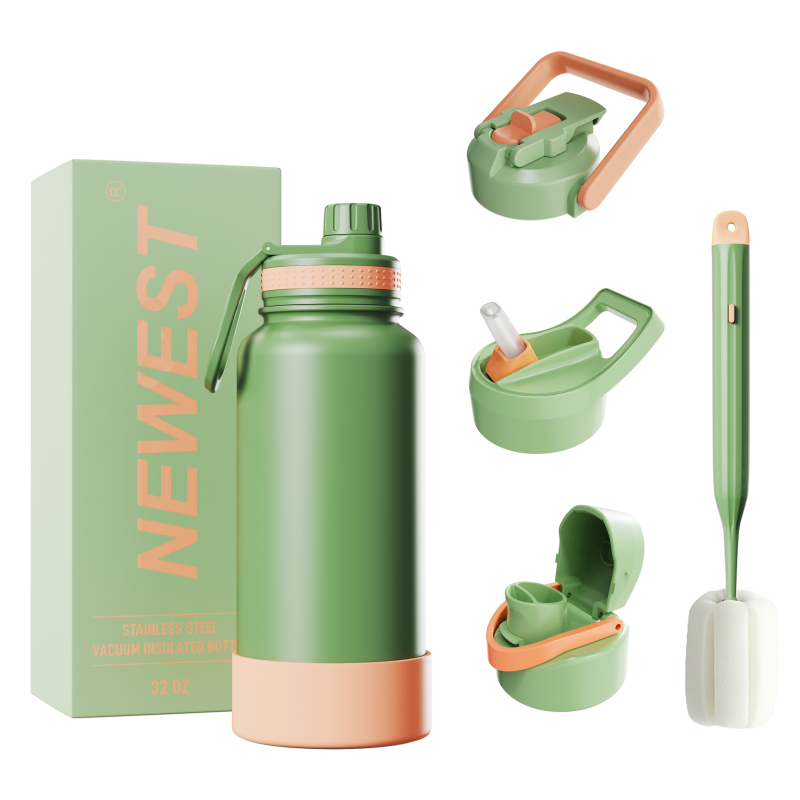 Wholesale Custom 32oz 40oz 64oz Double Wall Vacuum Flask 32oz Sport Water Bottle Sport Lid Pouch Cover