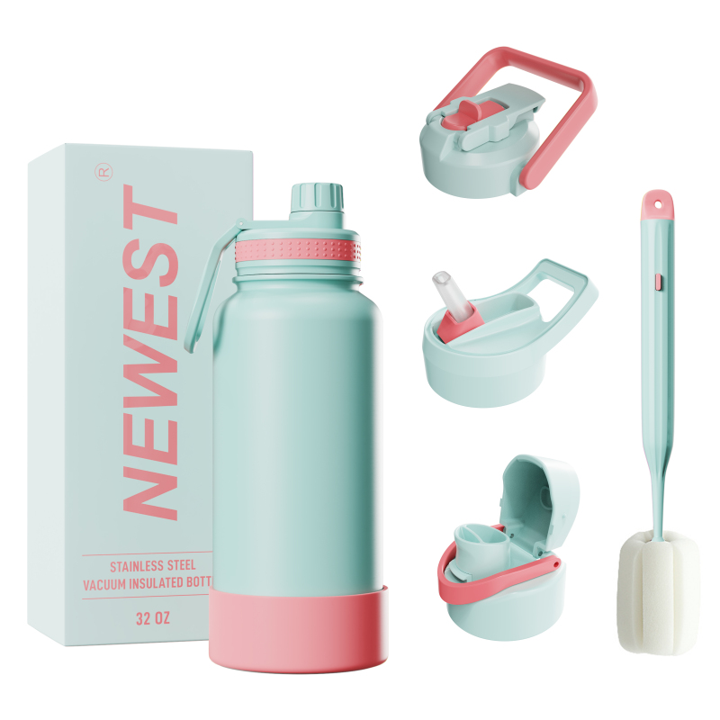 Wholesale Custom 32oz 40oz 64oz Double Wall Vacuum Flask 32oz Sport Water Bottle Sport Lid Pouch Cover