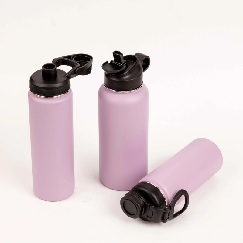 New Mould Water Bottle Customized Logo Flask Stainless Steel Reusable Vacuum Insulated Wide Mouth Sports Bottle with Straw Lid