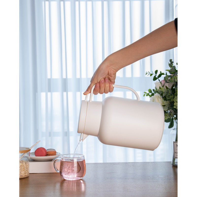 Vacuum Thermos Double wall glass inner plastic jug spout hot insulation water pot