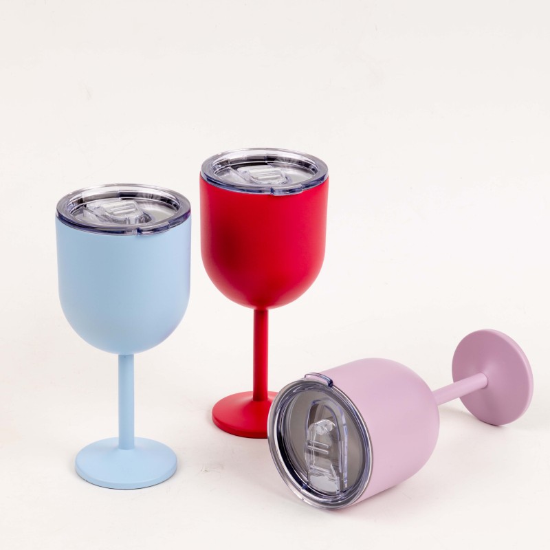 Wholesale High Quality Convenient Portable Wine Glasses Leak Proof Lids Bottle Custom Logo Vacuum
