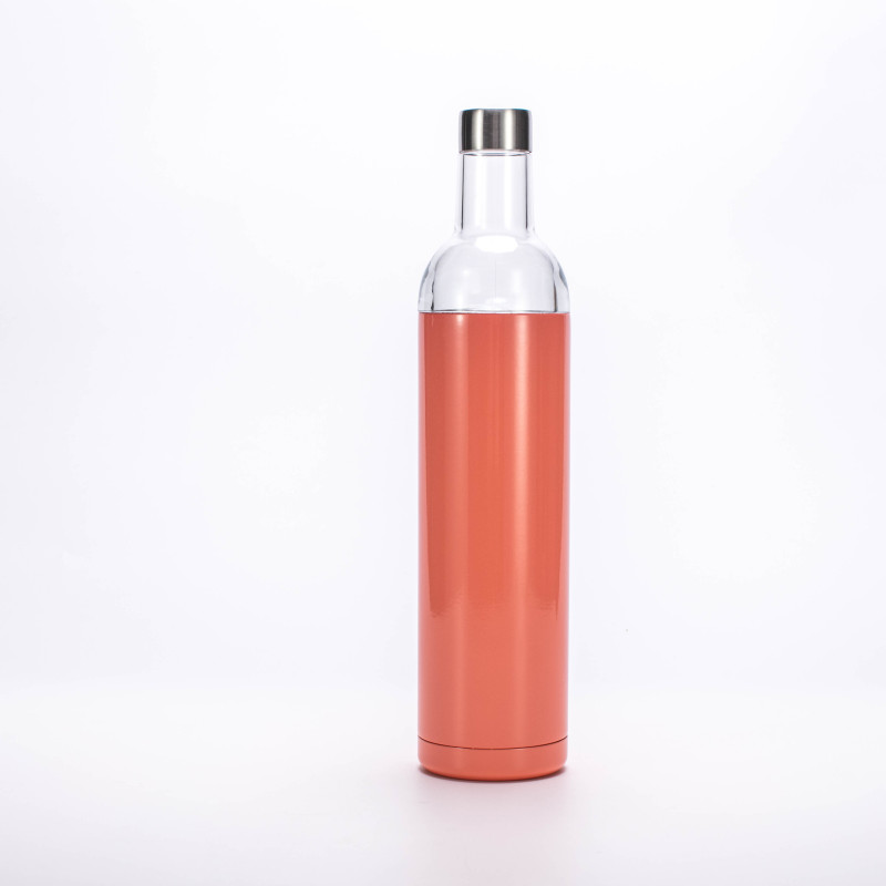 Factory Direct Sale Insulated Stainless Steel 12oz Wine Tumbler 750ml Wine Bottle With Silicone Straw And Cups For Party