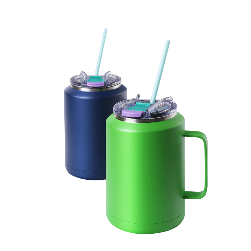 Factory Direct Selling 50oz Large Capacity Vacuum Handle Mug Insulated Stainless Steel Water Bottles With Straw For Party