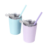 Spill Proof 8oz Stainless Steel Insulated Kids Tumbler Double Wall Toddlers Slippy Cup with Lid and Straw