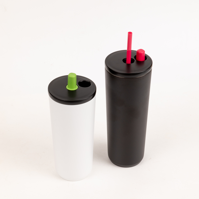 Factory Direct Sales Powder Coating Water Cup Outdoor Sports Convenient Drinking with Straw BPA Free Coffee Cup