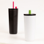 Factory Direct Sales Powder Coating Water Cup Outdoor Sports Convenient Drinking with Straw BPA Free Coffee Cup