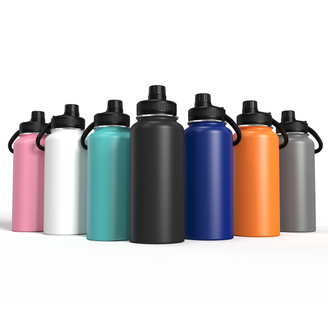 32oz Sports Water Bottle Stainless Steel Water Bottle with Straw Lid Double Vacuum Insulated Thermos Mug Reusable Wide Mouth