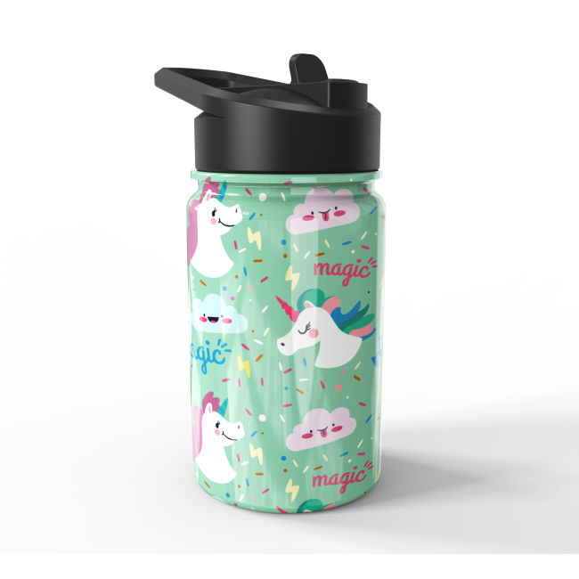 Top Fashion Double Wall Insulated Stainless Steel Animal Cartoon logo Kids Water Bottle with lid and easy handle