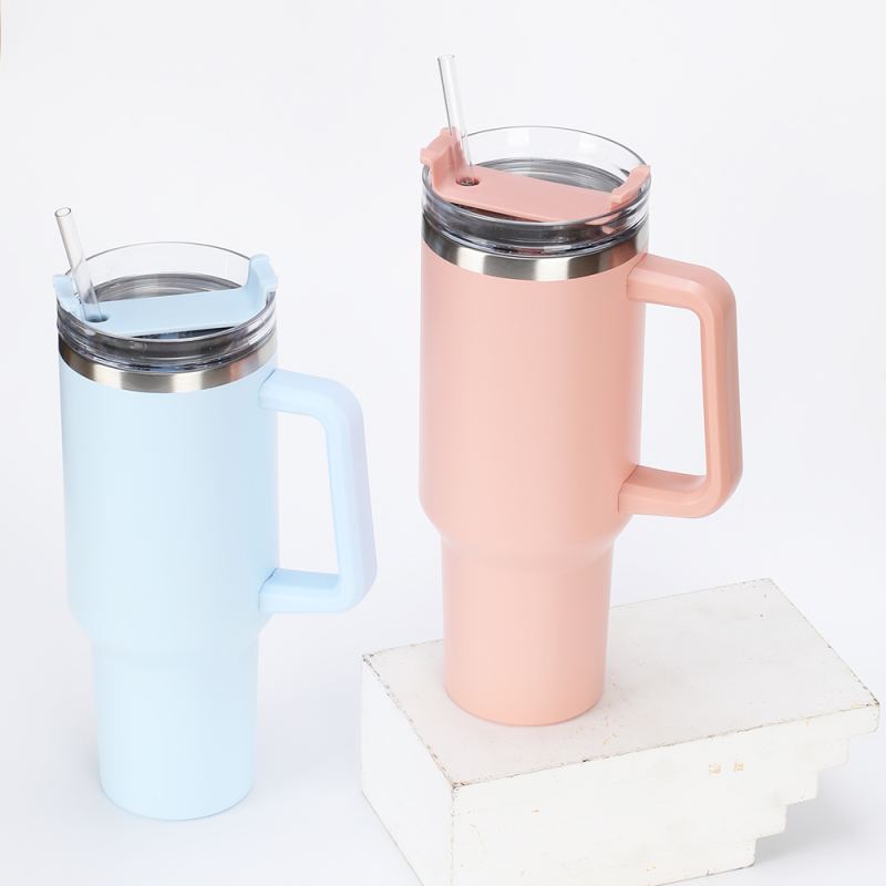 Factory Wholesale Doule Wall Custom Logo Tumbler 40oz Thermal Vacuum Tumbler Direct Drinking with Handle Spout Lid