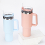 Factory Wholesale Doule Wall Custom Logo Tumbler 40oz Thermal Vacuum Tumbler Direct Drinking with Handle Spout Lid