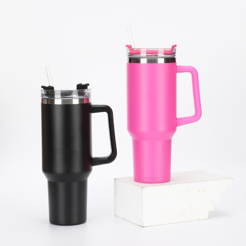 Factory Wholesale Doule Wall Custom Logo Tumbler 40oz Thermal Vacuum Tumbler Direct Drinking with Handle Spout Lid