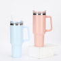 High quality simple modern 40OZ handle Tumbler Vacuum flask with handle and straw