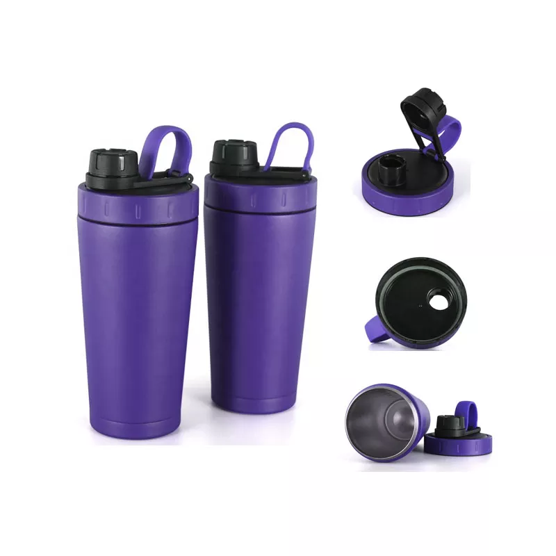 HongTai Drinkware Protein Powder Dishwasher Safe Recycled SS 304 18/8 Metal Purple Gym Shaker Fitness Bottle