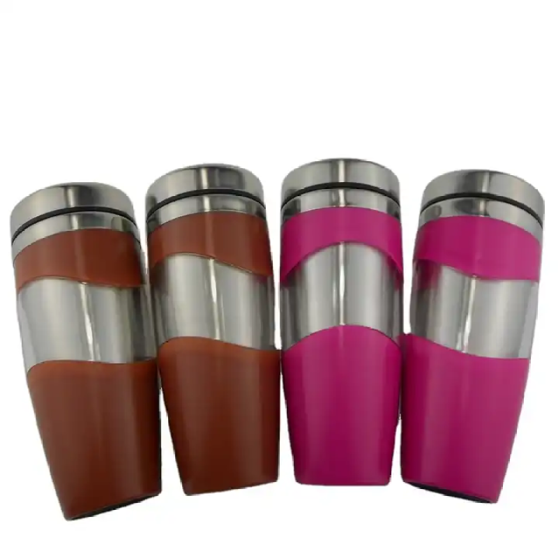Custom 16OZ double insulated coffee cup with stainless steel inside and plastic outside coffee travel cup