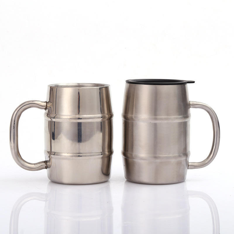 24oz Double Wall Stainless Steel Coffee Cup Insulated Beer Mug With Handle