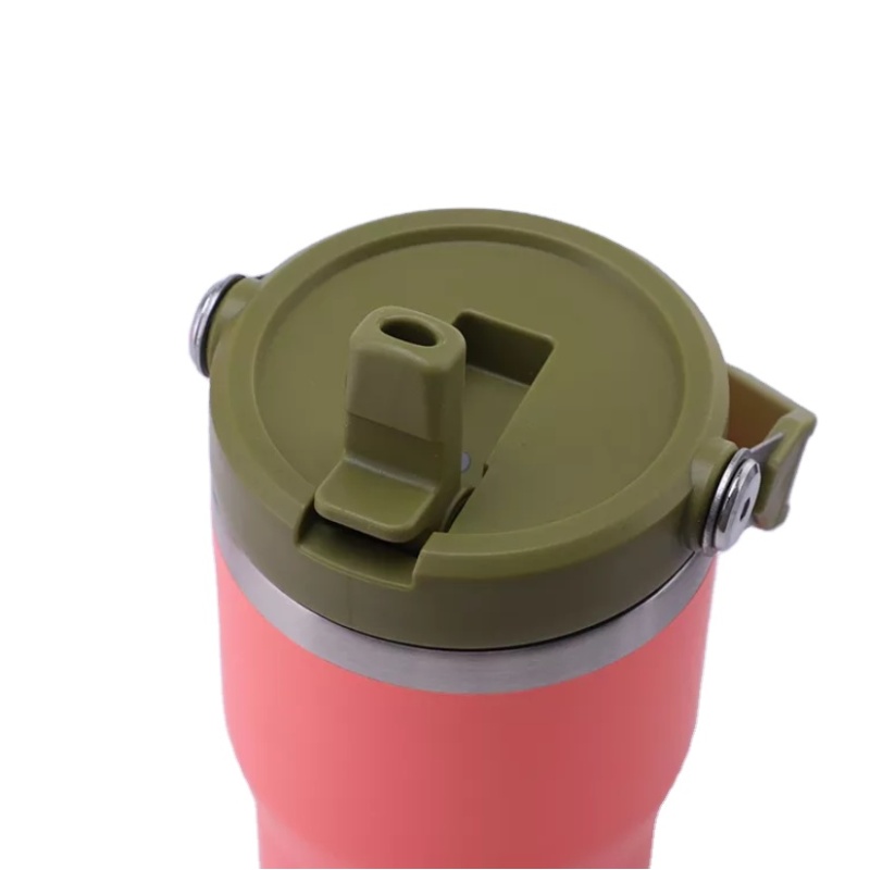 Custom 20/30oz  Powder Coated Tumbler Stainless Steel Double Wall Insulated Cups with Flip Straw