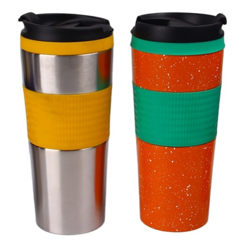 BPA Free  Eco-friendly 400ml Double Wall Stainless Steel  Travel Car Coffee Mug With Sleeve and flip lid