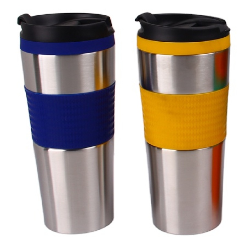BPA Free  Eco-friendly 400ml Double Wall Stainless Steel  Travel Car Coffee Mug With Sleeve and flip lid