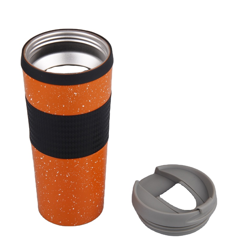 BPA Free  Eco-friendly 400ml Double Wall Stainless Steel  Travel Car Coffee Mug With Sleeve and flip lid