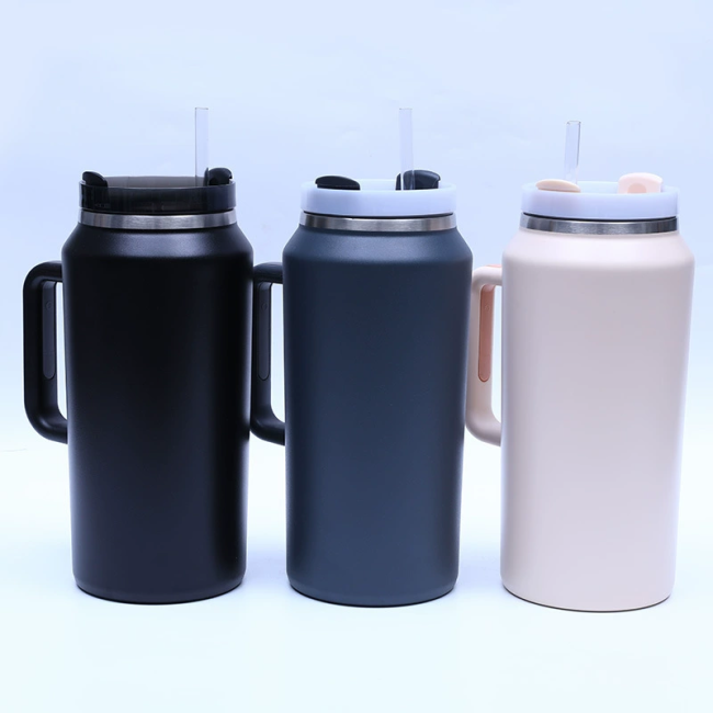 2023 New Product Double Wall Stainless Steel Mugs Customizable Tumbler with Handle Outdoor Travel coffee Mug