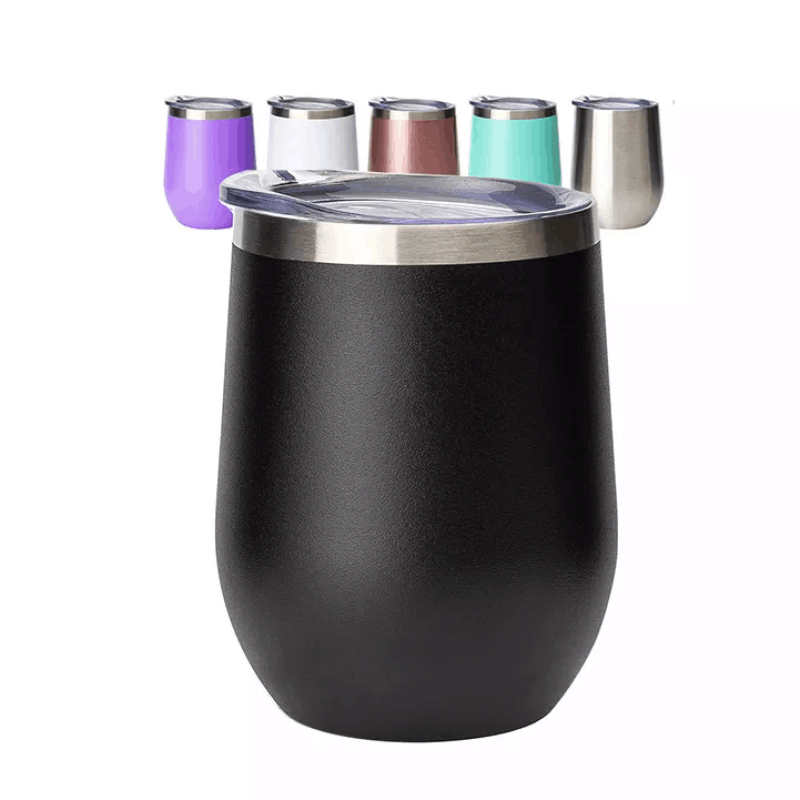 Hot Selling Double Wall Insulated Wine Glass 12oz Stainless Steel Tumblers Cups Coffee Mug with Lid