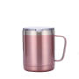 Custom Logo 12oz Double Wall Stainless Steel Insulated Beer Travel Mug Tumblers With Handle Lid