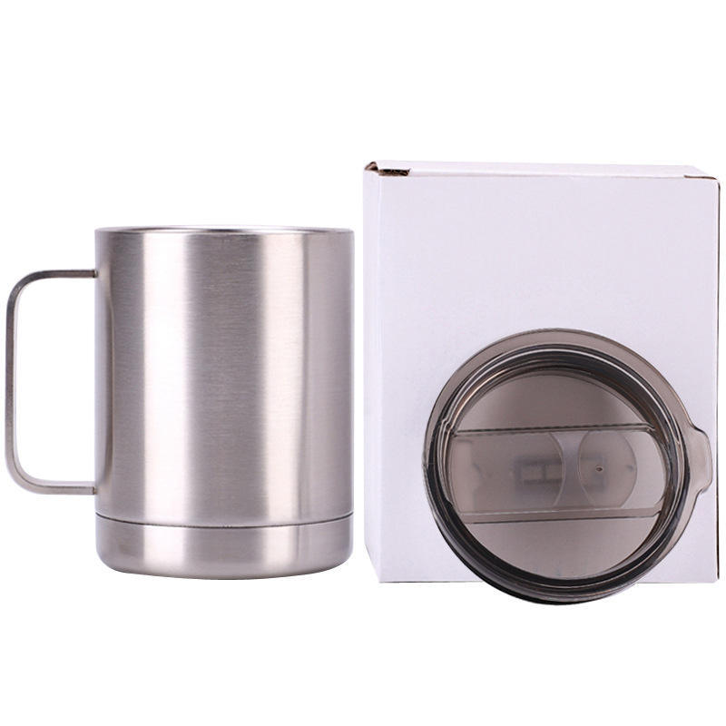 Custom Logo 12oz Double Wall Stainless Steel Insulated Beer Travel Mug Tumblers With Handle Lid