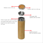 500ml Bamboo Water Bottle Double Wall  Stainless Steel Water Bottle Bamboo with Lid