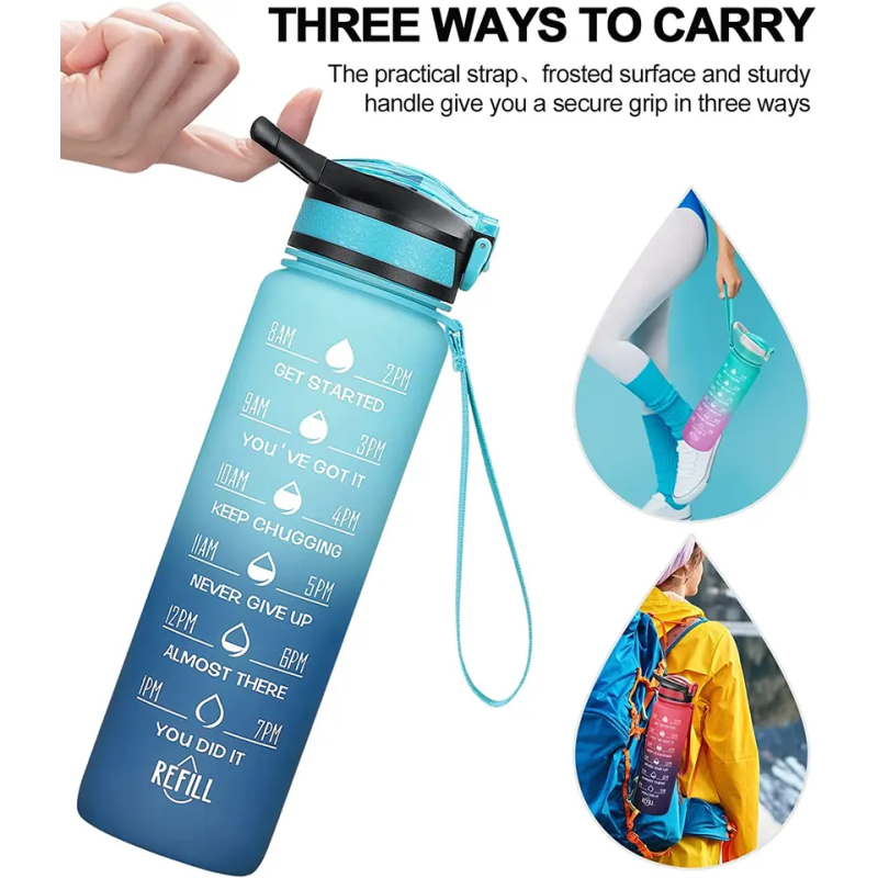 wuyi hongtai  Bpa Free Motivational 32oz Plastic Sports Water Jug Outdoor 1l Fitness Water Bottle With Removable Straw And Time