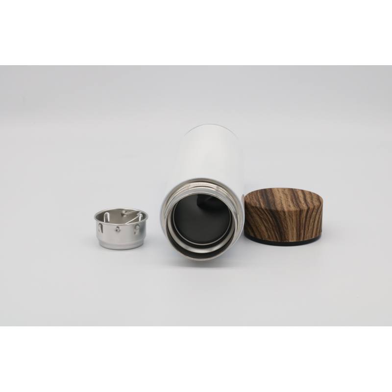 Custom Sport Reusable Stainless Steel Double Wall Vacuum Thermal Flask With Wood Grain Lid Water Bottle