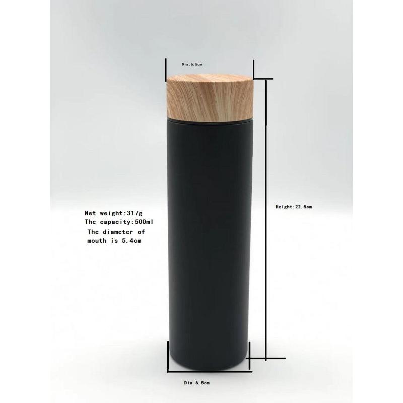 Custom Sport Reusable Stainless Steel Double Wall Vacuum Thermal Flask With Wood Grain Lid Water Bottle