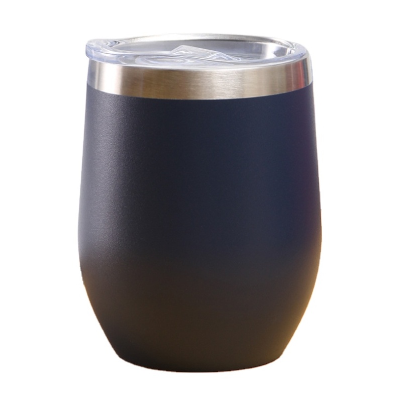 Hot Selling 12oz Wine Tumbler Customized Double Wall Stainless Steel Vacuum Insulated Wine Glass with Lid
