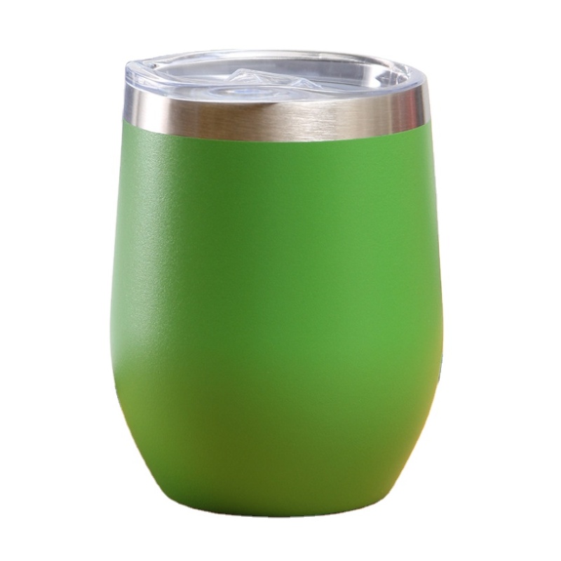 Hot Selling 12oz Wine Tumbler Customized Double Wall Stainless Steel Vacuum Insulated Wine Glass with Lid