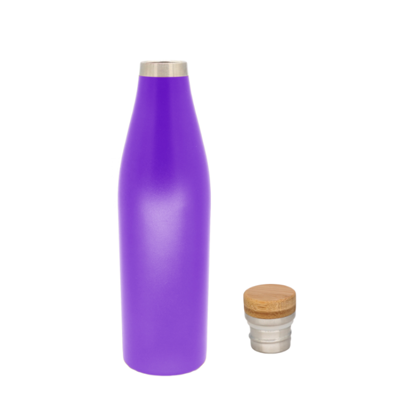 Wholesale High Quality Double Wall Stainless Steel Custom Water Bottle Vacuum Insulated Wine Bottle With Wood Lid