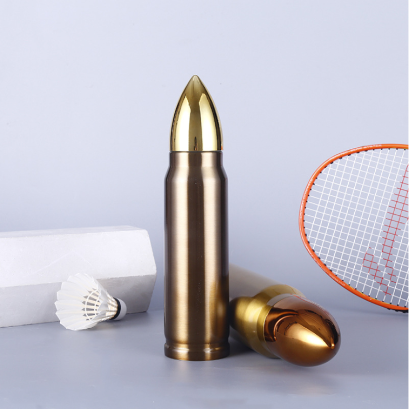 high quality stainless steel double walled water bottle vacuum flask bullet shaped thermos bullet flask