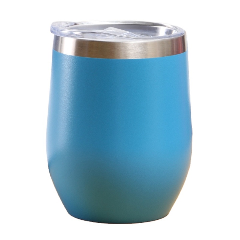 Customized colors stainless steel wine glass tumbler high quality egg shape Hot Selling wine tumbler with lid