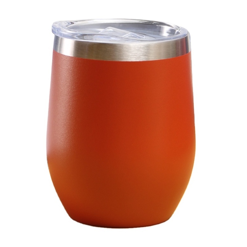 Customized colors stainless steel wine glass tumbler high quality egg shape Hot Selling wine tumbler with lid