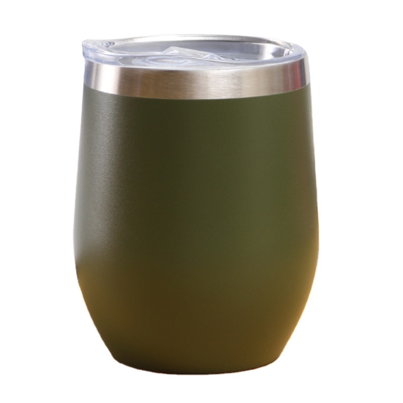 Customized colors stainless steel wine glass tumbler high quality egg shape Hot Selling wine tumbler with lid