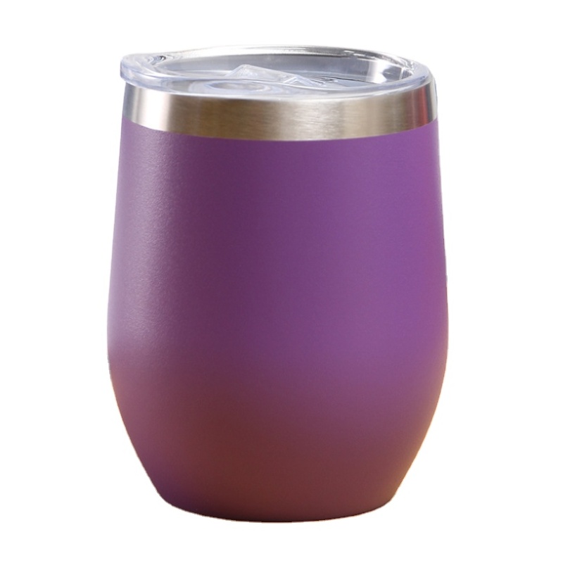 Customized colors stainless steel wine glass tumbler high quality egg shape Hot Selling wine tumbler with lid