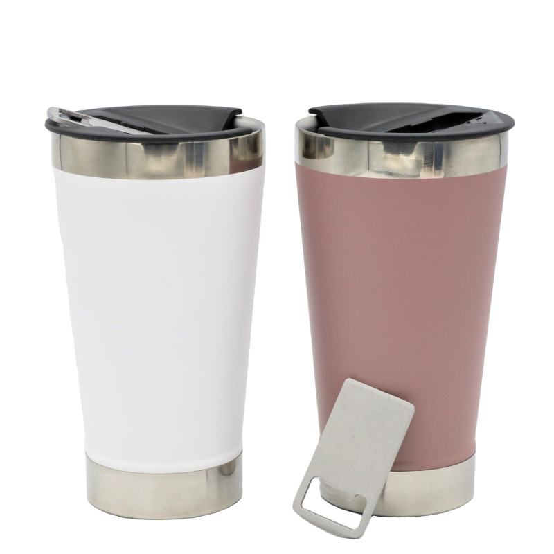 High Quality 500ml Stainless Steel Wine Cup Double Wall Insulated Beer Tumbler with Bottle Opener