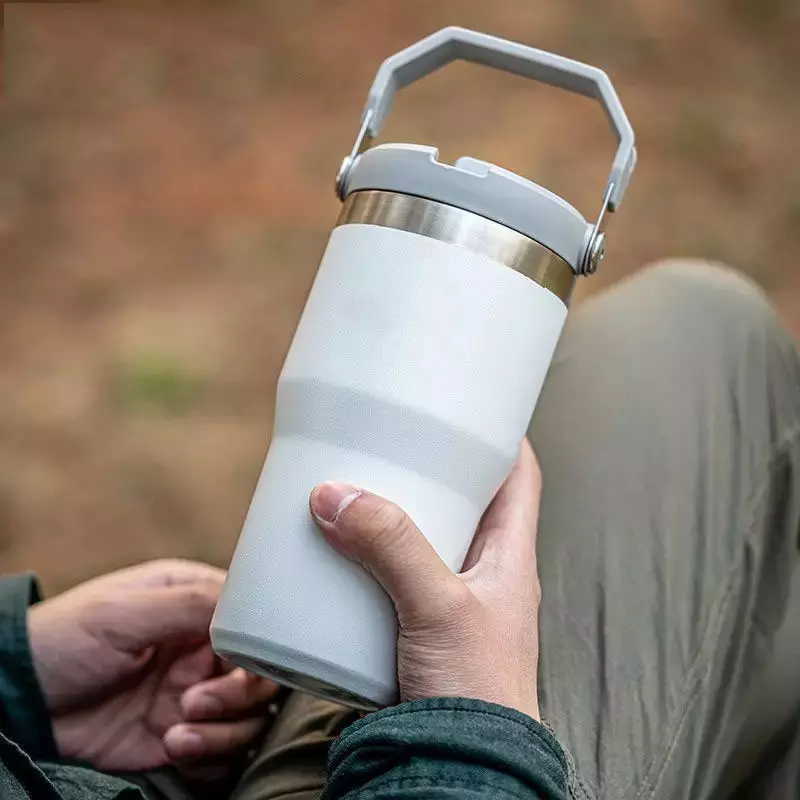 Double Wall Thermos Vacuum Insulated Flask Stainless Steel Travel Mug With Handle Lid Coffee Tumbler