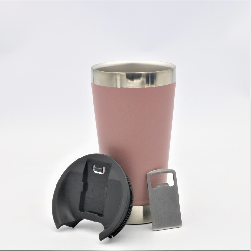 Hight quality custom logo stainless steel beer cup double wall travel coffee mug vacuum tumbler with bottle opener lid