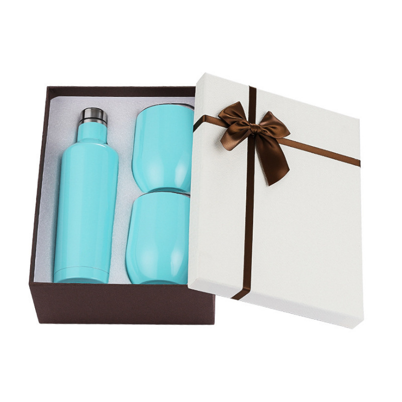 Luxury Gifts 500ml Thermos Set Double Wall Stainless Steel Vacuum Thermos With Two Cup Insulated Water Bottle